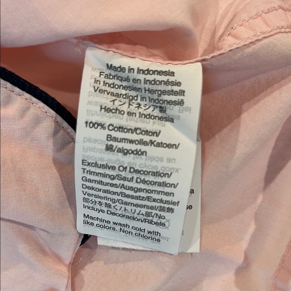 J. Crew Pink Pajama Set XXXS Cotton navy piping - Picture 8 of 9